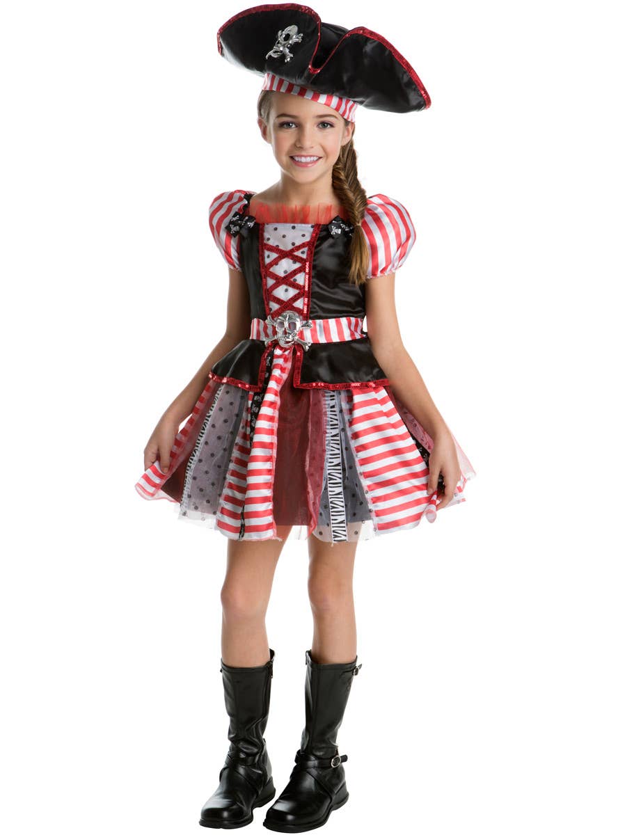 High Seas Pirate Girls Costume | Girls Red and Black Pirate Costume