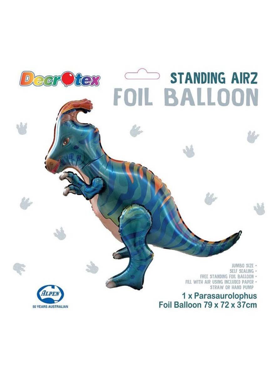 Image of Parasaurolophus Large Standing dinosaur 79cm Tall Foil Balloon - Alternative Image