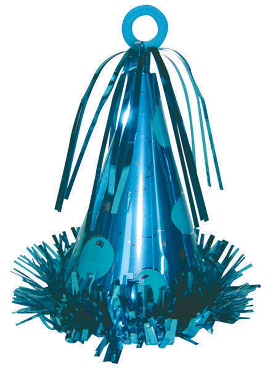 Image of Party Hat Shaped Caribbean Blue Balloon Weight