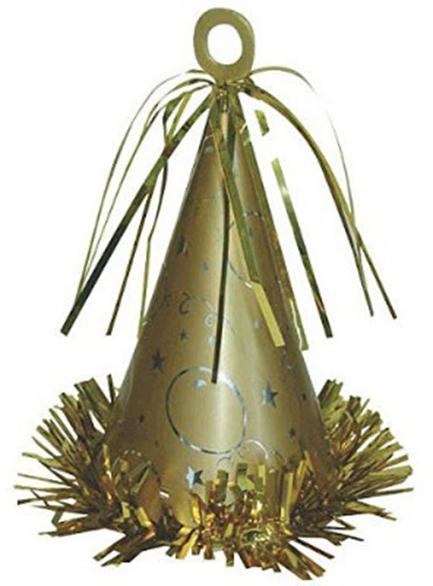 Image of Party Hat Shaped Gold Balloon Weight
