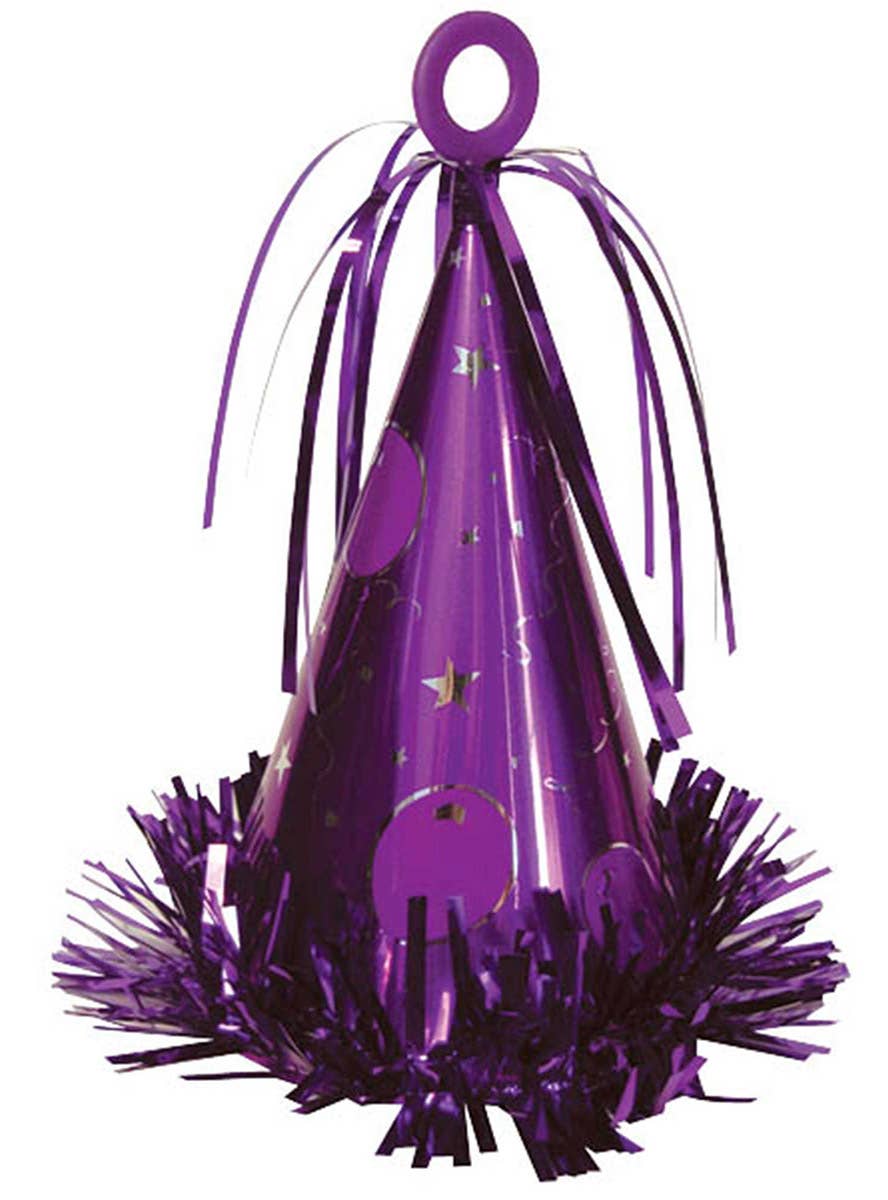 Image of Party Hat Shaped Purple Balloon Weight