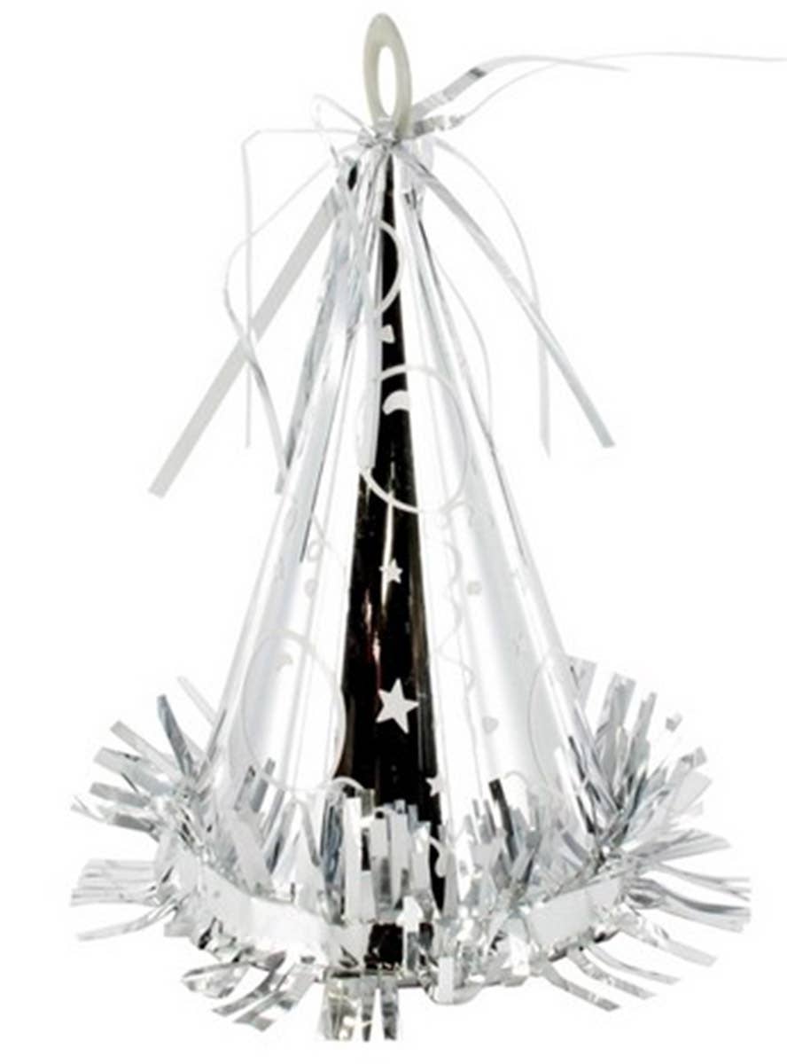 Image of Party Hat Shaped Silver Balloon Weight