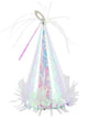 Image of Party Hat Shaped White iridescent Balloon Weight
