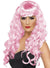 Image of Cotton Candy Pink Long Curly Women's Costume Wig with Fringe