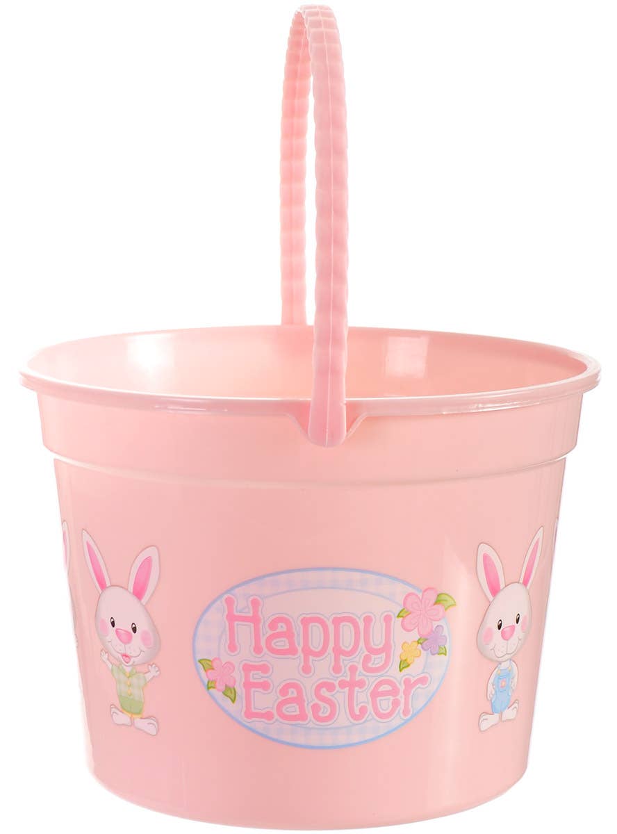 Image of Large Pastel Pink Easter Egg Hunt Party Bucket - Side View