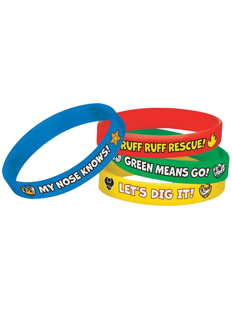 Image of Paw Patrol 4 Pack Rubber Bracelets Party Favours