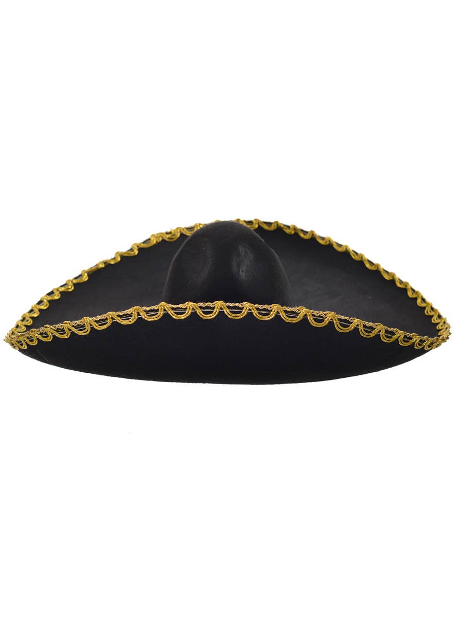 Large Black and Gold Mexican Sombrero Costume Hat