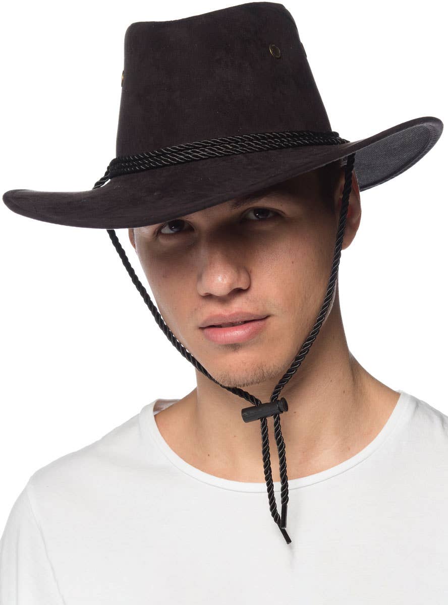 Classic Black Suede Cowboy Hat Costume Accessory