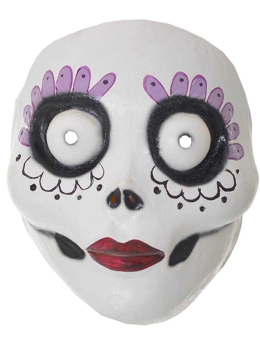 White and Purple  Day of the Dead Latex Halloween Mask