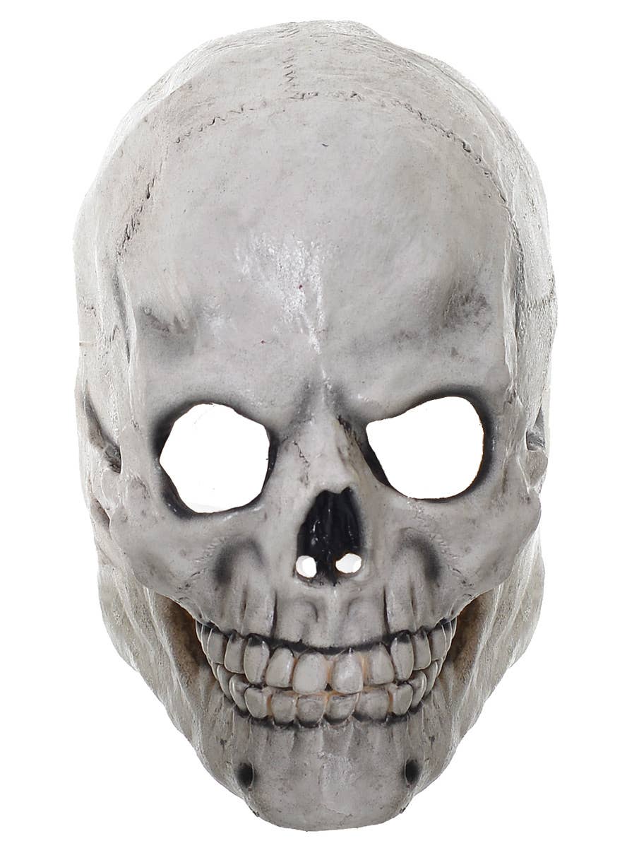 Deluxe Human Skull Full Head Rubber Halloween Mask - Front Image