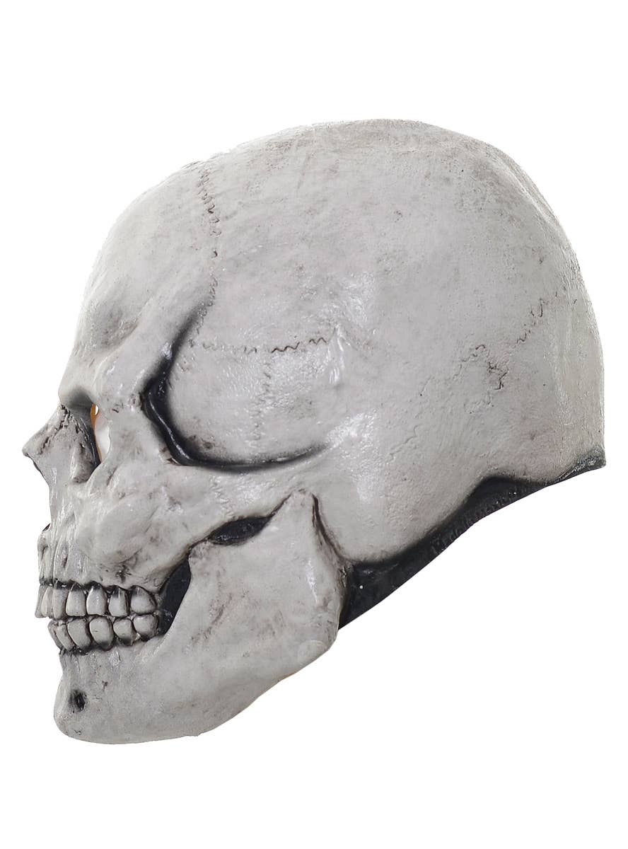 Deluxe Human Skull Full Head Rubber Halloween Mask - Side Image