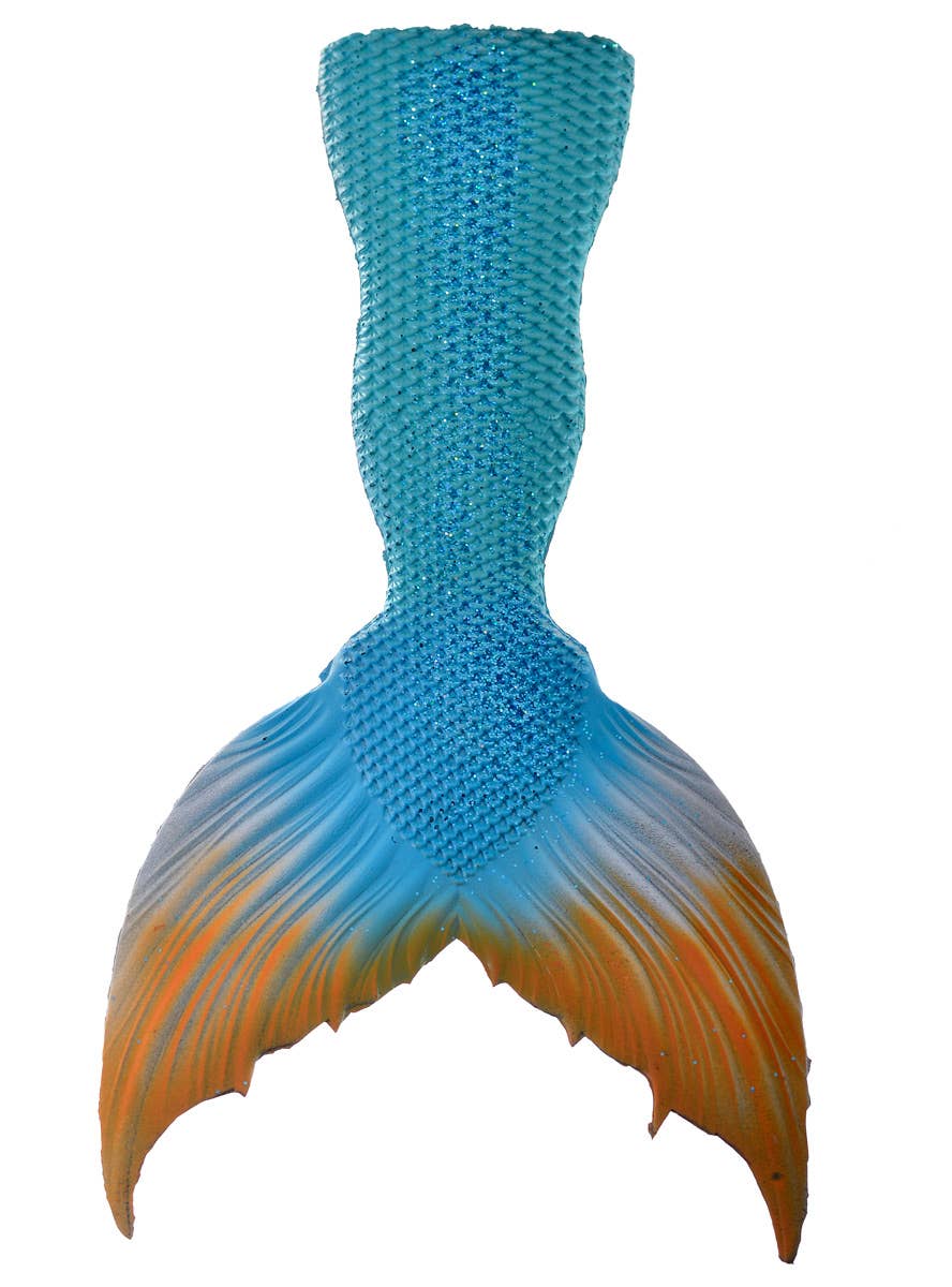 Deluxe Blue and Orange Latex Mermaid Costume Accessory Set with Tail and Fins Headpiece - Tail Image