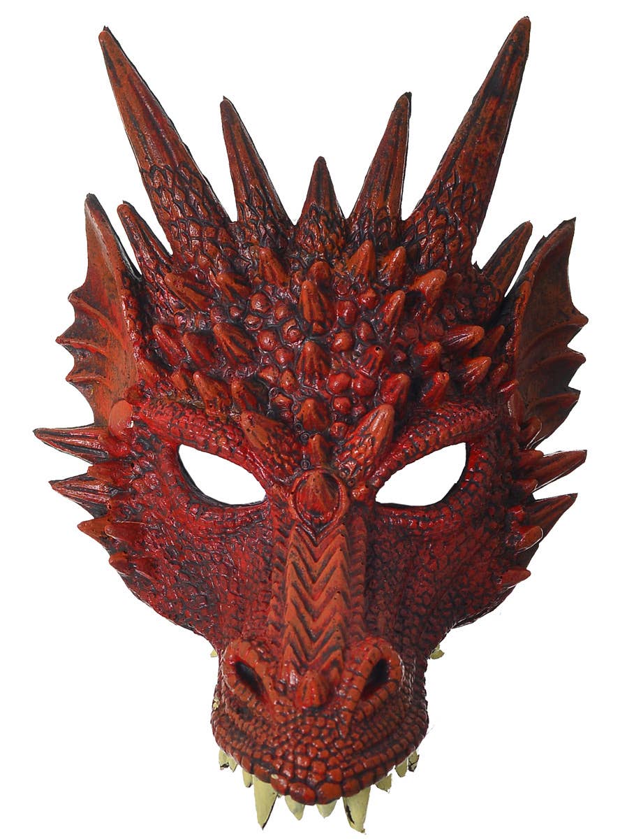 Dragon Rust Red Deluxe Mask, Wings and Tail Costume Kit - Mask View