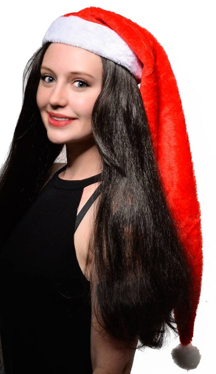 Extra Long Plush Christmas Santa Claus Costume Hat - Main Image