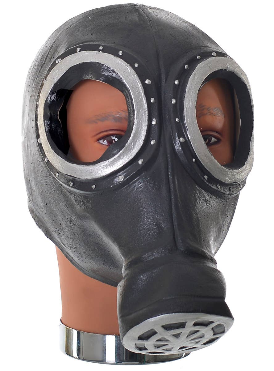 Deluxe Rubber Latex Black Gas Mask Costume Accessory