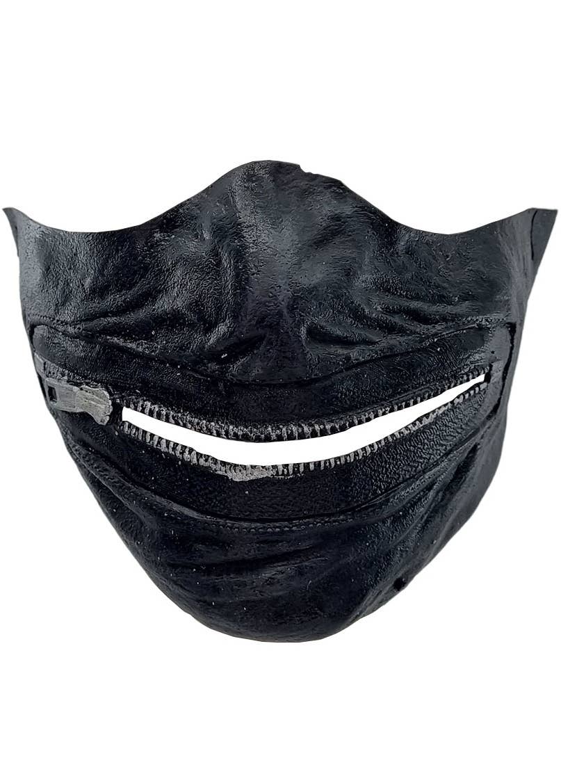 Black Latex Half Face Costume Mask with Zipper Mouth