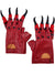 Red Leather Look Scale Print Costume Gloves with Black Rubber Claws - Main Image