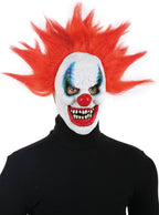 Creepy Latex Clown Halloween Mask with Red Hair