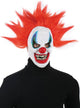 Creepy Latex Clown Halloween Mask with Red Hair