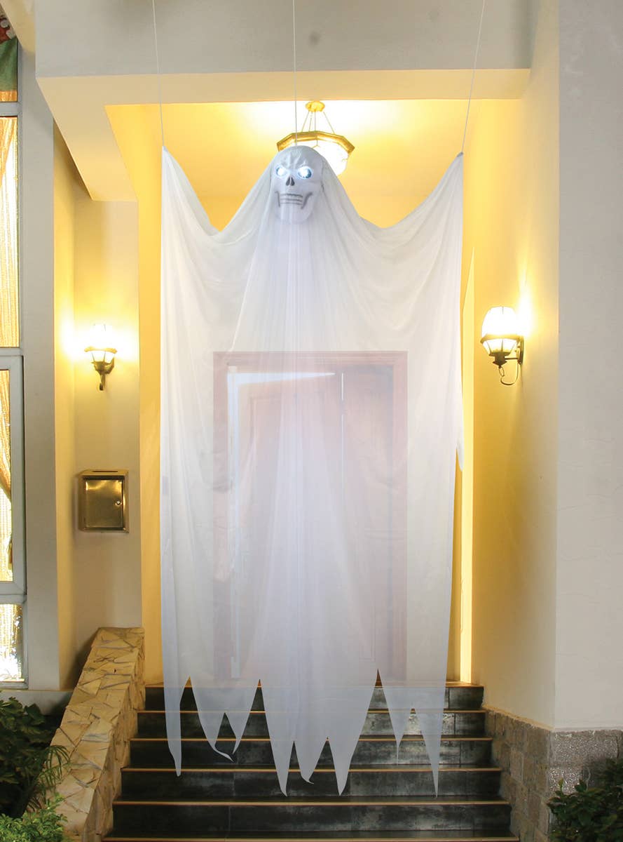 Hanging White Ghost with Light Up Eyes Halloween Decoration - Alternative Image