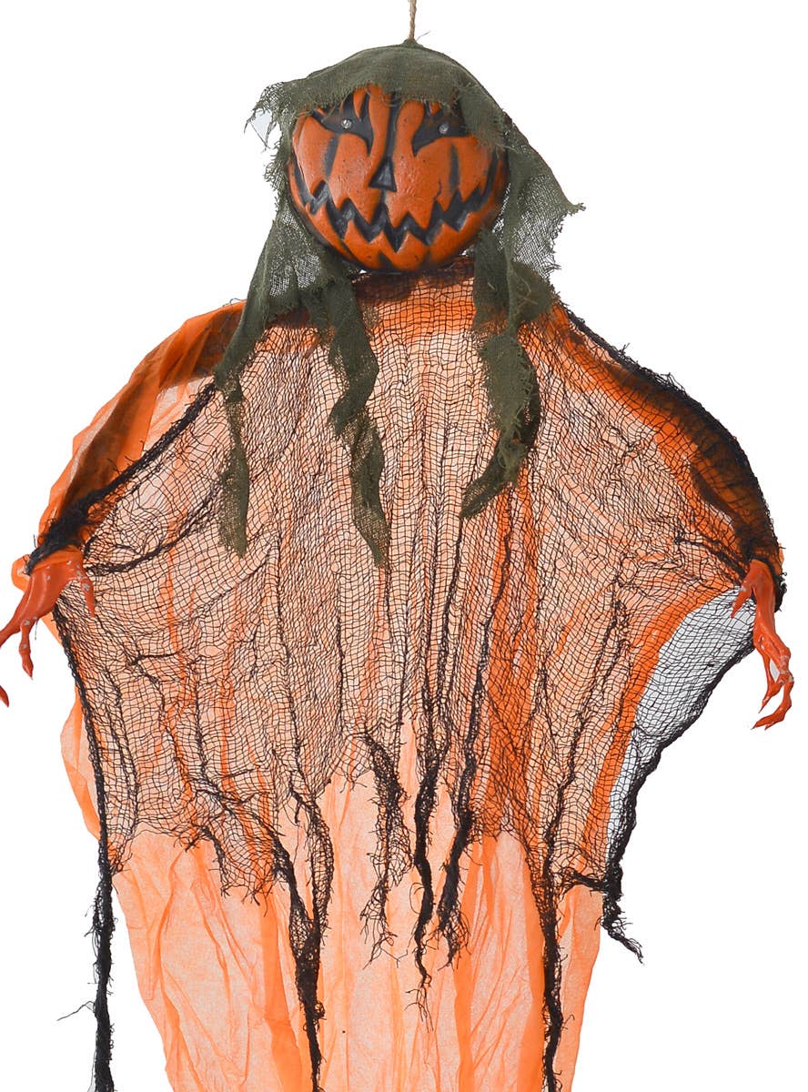 Hanging Pumpkin Halloween Prop with Lights and Sound Close Image