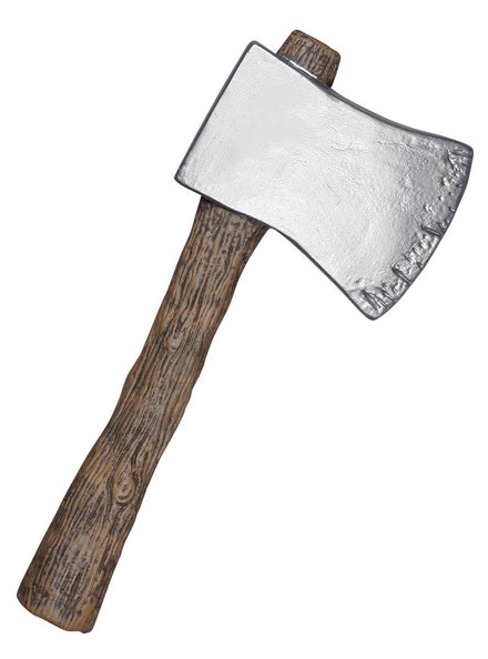 Silver Axe with Wooden Look Handle Costume Weapon