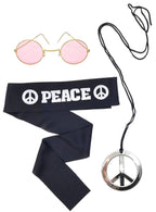 Image of Peace Hippie 3 Piece 1970's Costume Accessory Set - Main Image