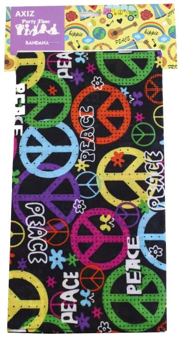 Rainbow 70's Hippie Peace Signs  Costume  Bandana - Alternative Image