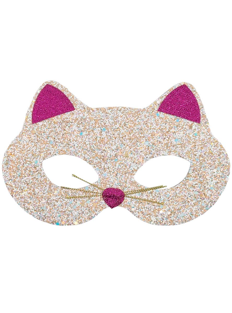 Image of Sparkly Peach and Pink Glitter Cat Costume Mask