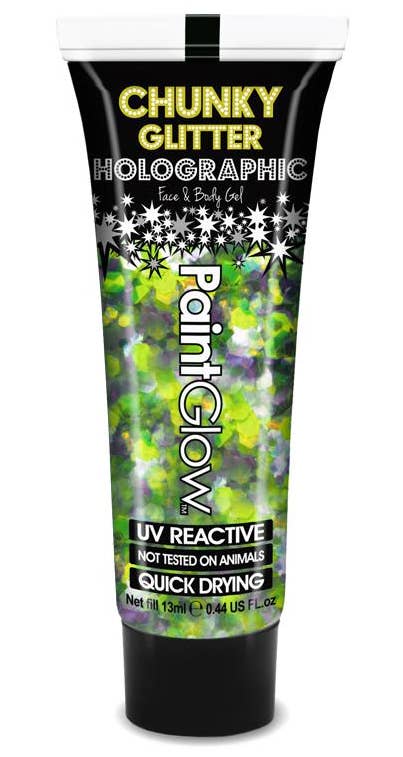 UV Reactive Paint Glow Holographic Chunky Glitter Gel - Lucky Lepricorn Green - Product Image