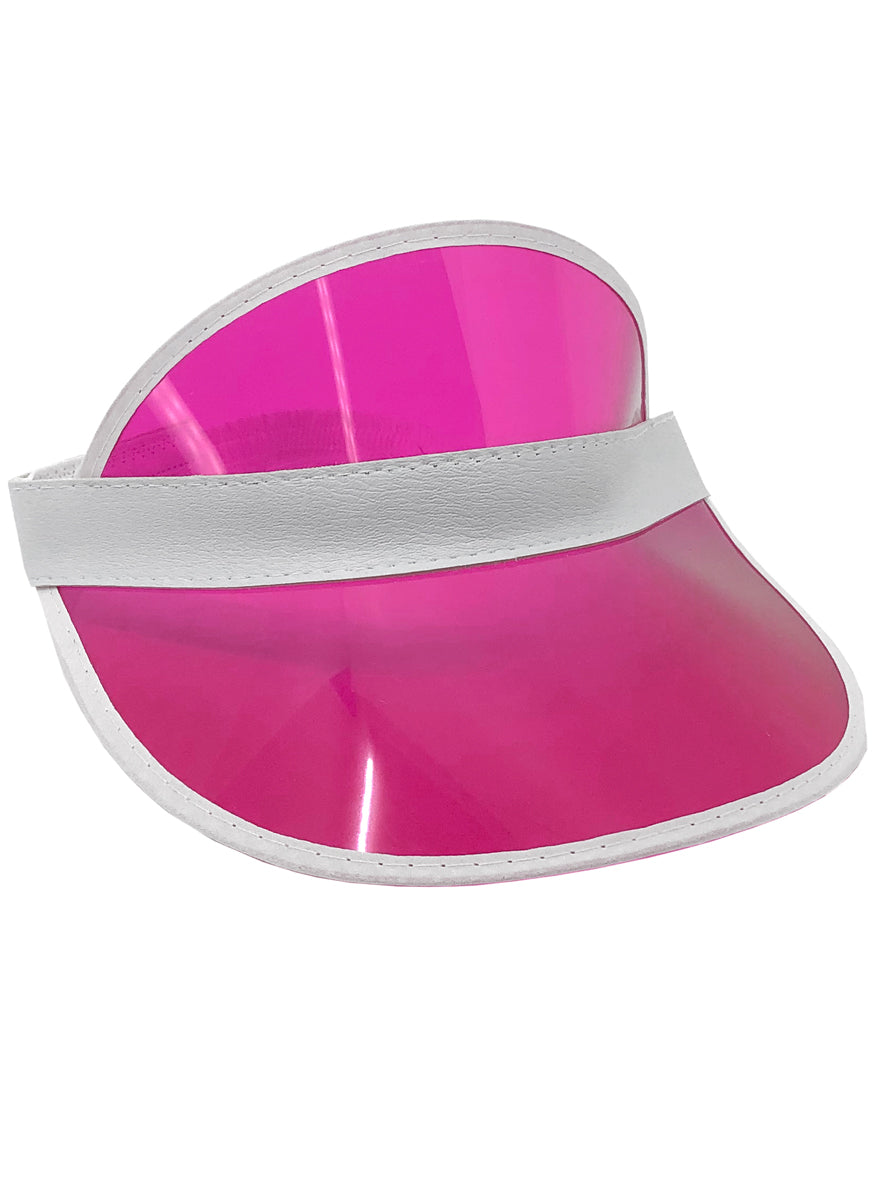 Hot Pink Adults 1980s Costume Visor - Alternative Image