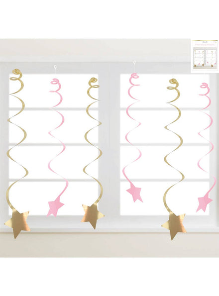 Image of Pink and Gold Star Swirls Hanging Decoration