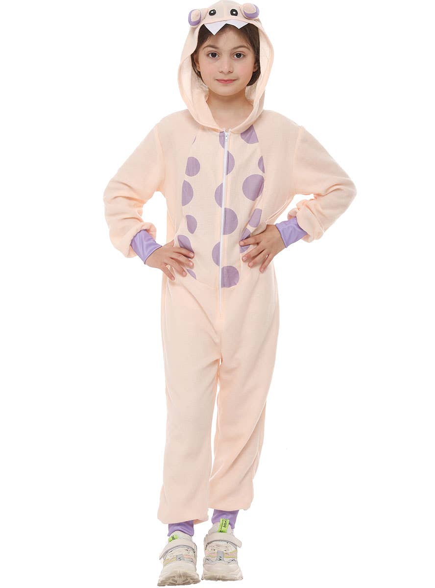 Image of Monster Girl's Pink and Purple Onesie Costume - Alternate View