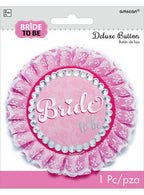 Image of Bride To Be Pink and White Lace Pin On Badge