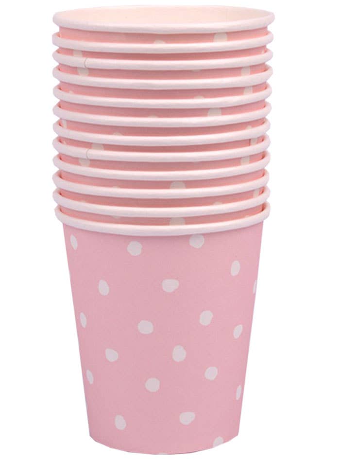 Image of Pink and White Polka Dot 12 Pack Paper Cups