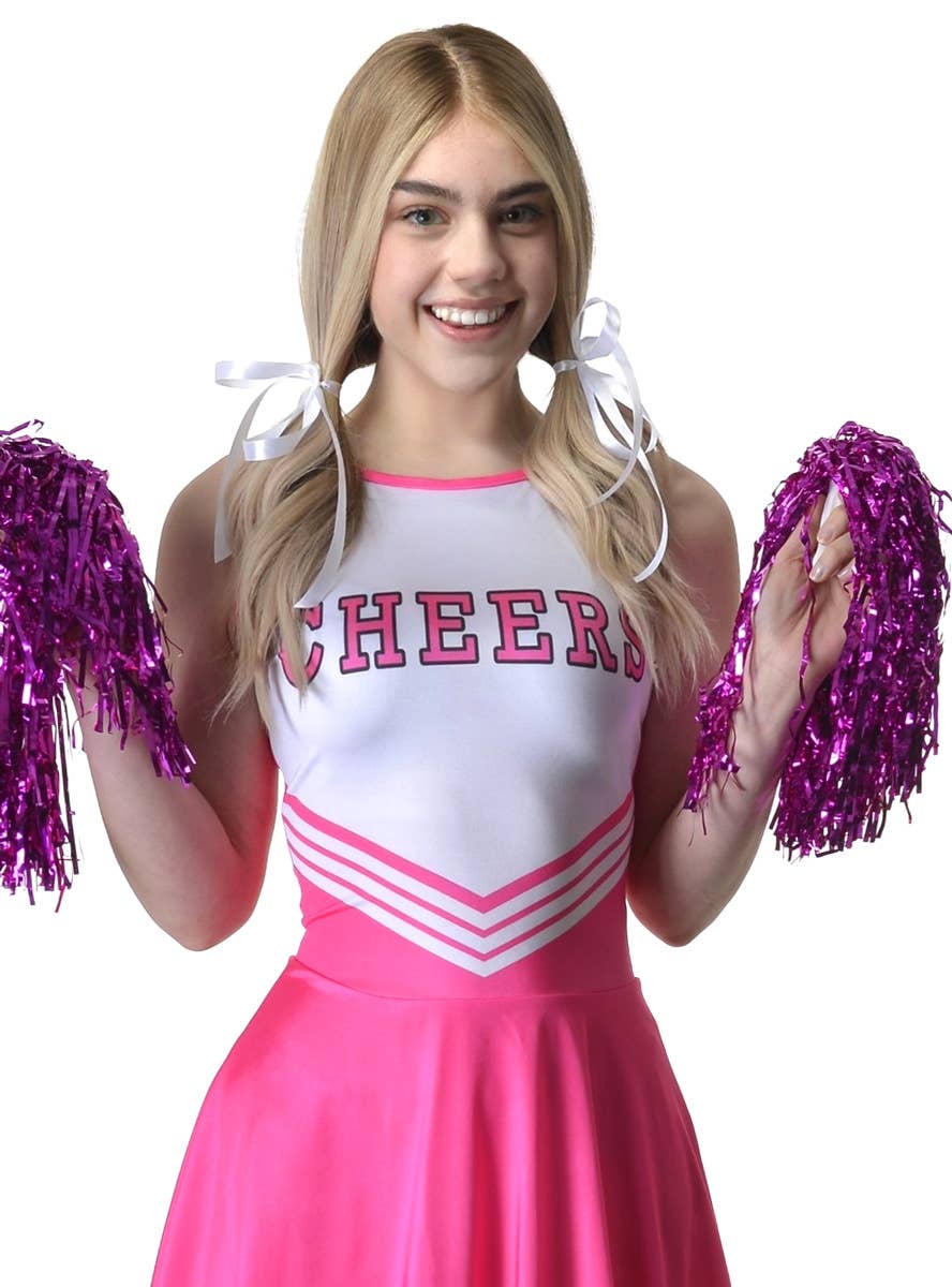 Image of Daring Pink Teen Girl's Cheerleader Costume - Close Image