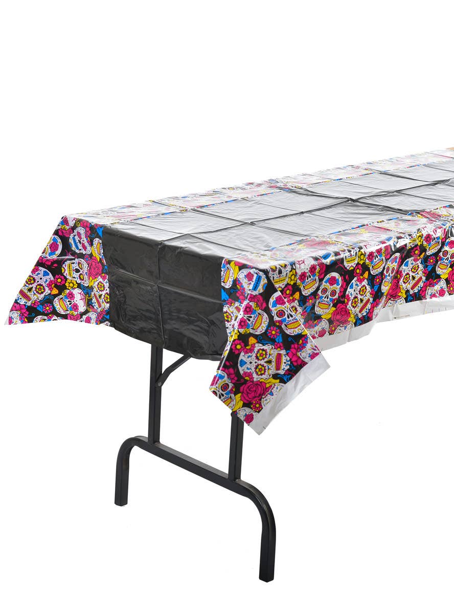 Image of Plastic Day of the Dead Halloween Table Cover