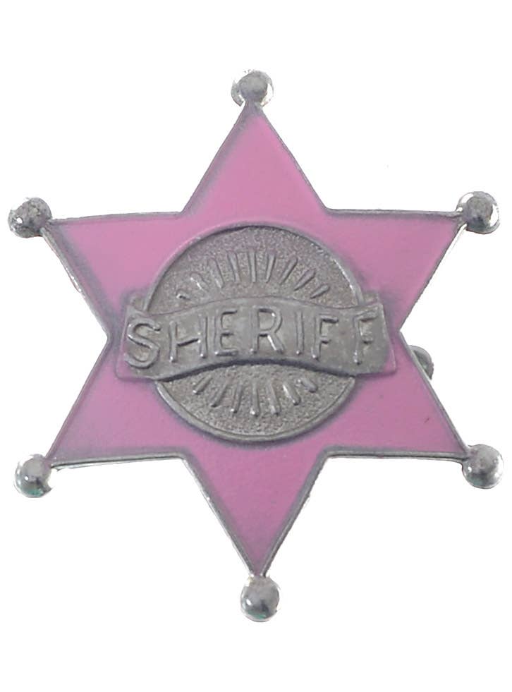 Image of Novelty Silver and Pink Metal Sheriff Costume Badge - Main Image