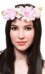 Women's Pink Flower Head Garland Costume Accessory - Main Image