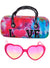 Image of Heart Shaped Pink Costume Glasses with Tie Dye Case