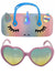 Image of Heart Shaped Pastel Pink Costume Glasses with Unicorn Case