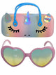 Image of Heart Shaped Pastel Pink Costume Glasses with Unicorn Case