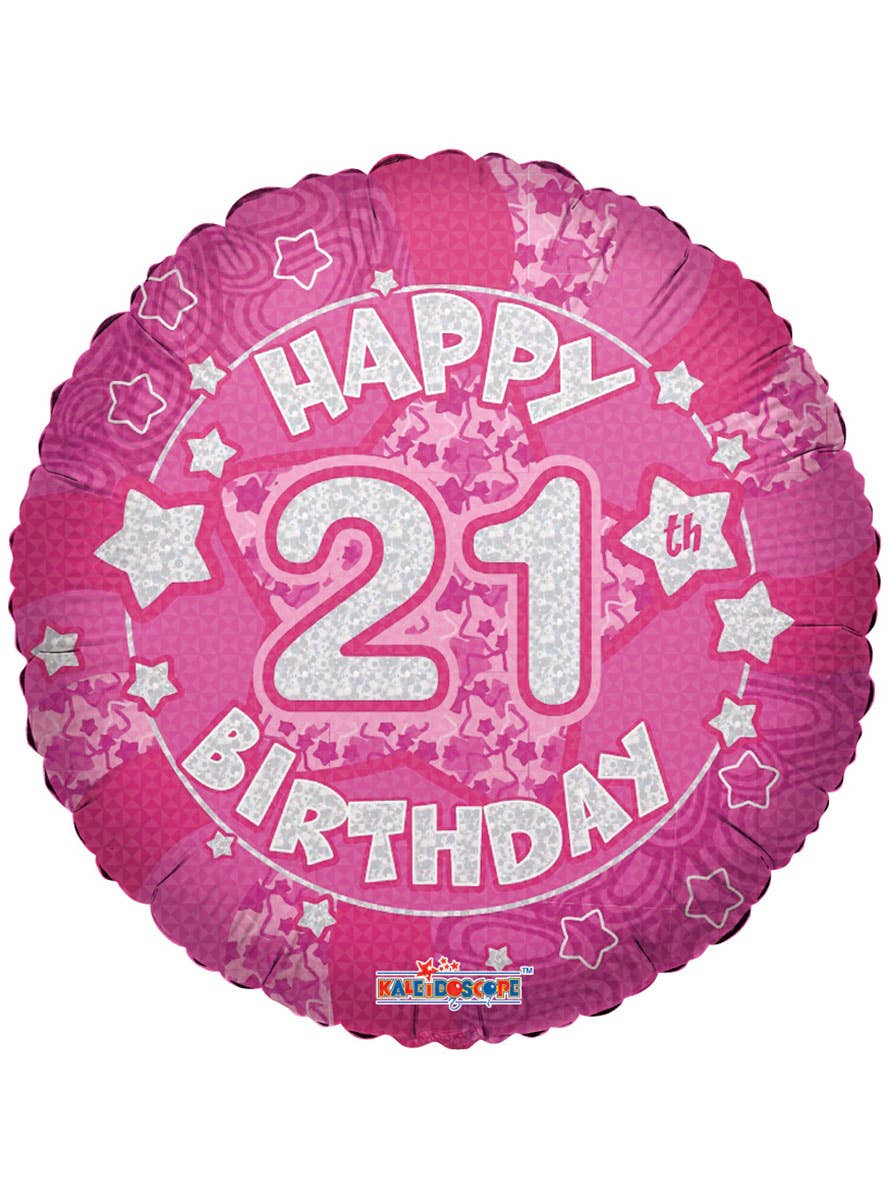 Image of Pink Holographic 46cm 21st Birthday Balloon