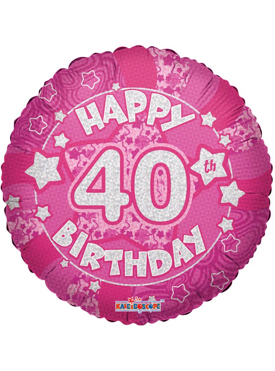 Image of Pink Holographic 46cm 40th Birthday Balloon