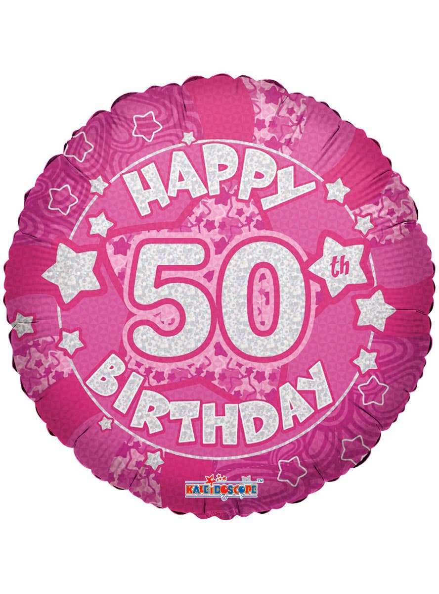 Image of Pink Holographic 46cm 50th Birthday Balloon