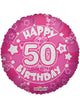 Image of Pink Holographic 46cm 50th Birthday Balloon