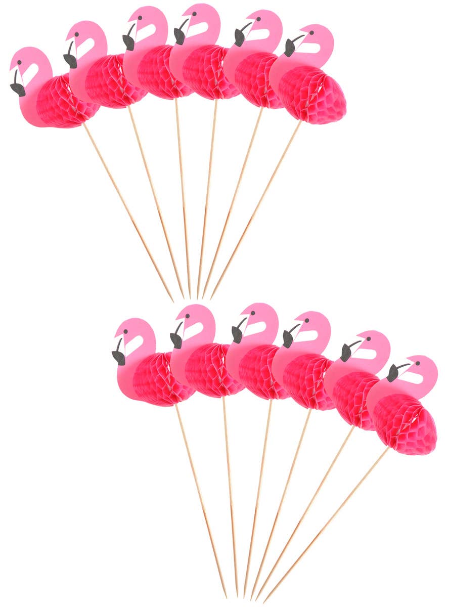 Image of Pink Flamingo 12 Pack Decorative Party Picks - Main Image