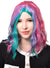 Image of Mid Length Wavy Pink Purple and Teal Women's Costume Wig - Front View