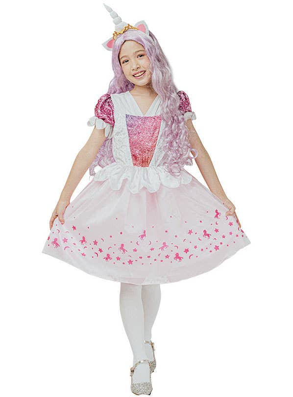 Image of Dazzling Pink Unicorn Girls Costume