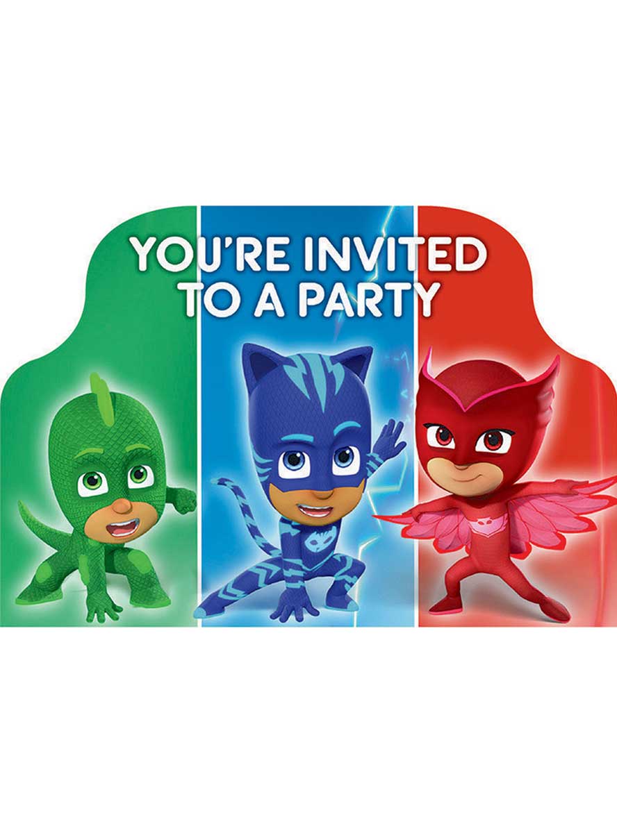 Image Of PJ Masks 8 Pack Party Invitations